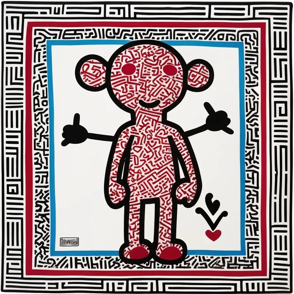 Homage to Keith Haring 75x75cm Acrylic Glass Picture/Loft/Pop Art/Street Art/XXL/Love