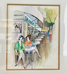 Itzchak Tarkay SIGNED ORIGINAL “People Watching” Watercolor 2008 Park West