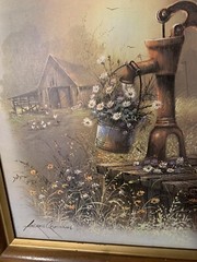 ANDRES ORPINAS HUGE ORIGINAL OIL ON CANVAS LANDSCAPE PAINTING Water Pump Cottage