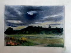 FRANZ EHMKE *1928-2018 PASTEL GDR EVENING AT LÜBARS 19.08.2006 SIGNED MEADOWS