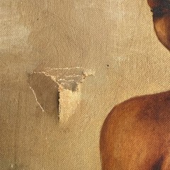 Vintage 1948 Edmund Brucker? Signed Portrait of Nude African Lady in Metal Frame