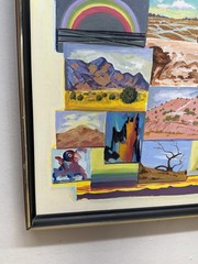 Vintage Signed Multi Panel Southwestern Inspired Original Painting Framed