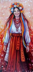 Ukrainian Woman Beauty, Original Women Painting, Ukraine Art Portrait
