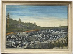 Unknown Painter Coastal Landscape Fjord Wooden Hut Sweden Scandinavia 1960