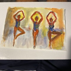 Ballet Study In Gouache Watercolor 8” x 10” Listed DC Artist Demetro