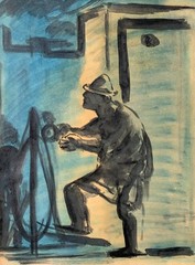 David Hendler (Russian/Israeli, 1904–1984) Fauvism Watercolor Painting