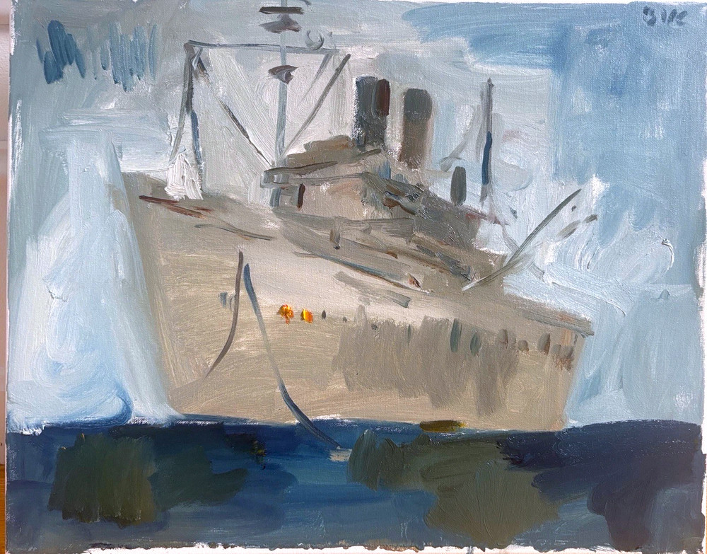 Nautical Seascape Modern Cubist Oil Painting On 16”x20” Canvas Original Signed