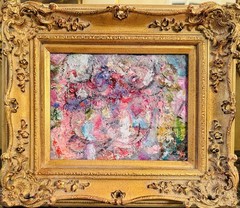 KADLIC Original Oil Painting Abstract Impasto Landscape Gold Gilt 15″ Wood Frame