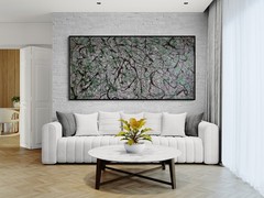 Original Abstract Painting One of a Kind Green Grey XXL Canvas Wall Art