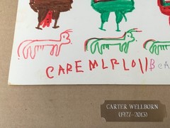 Listed Artist Carter Wellborn Folk Art Painting People Animals 15.5″ X 12″