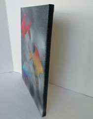 Abstract Painting of Angelfish , Rainbow Tropical Fish Art on 14×11 Canvas NWOT