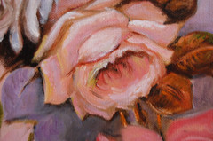 VTG 1980’S SMALL FRAMED ORIGINAL OIL ROSE FLOWERS BOUQUET CUBAN ARTIST ZOE CUTIE