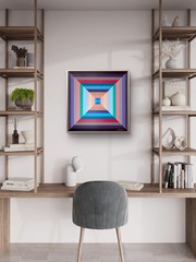 “The Color Within” Geometric 20”x20” Acrylic Painting w/frame by C. Requejo