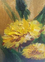 Dandelion flowe Original oil painting Miniature Signed Framed Size 4*4 inches