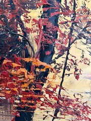 Large Morris Katz Original Oil Painting Palette Knife Landscape Framed 44×32