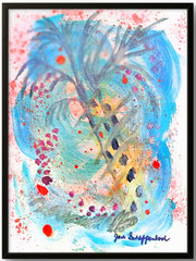 EXPRESSIONISM Blue Palm Tree Original Signed 9×12 Painting Paper Home Wall Art