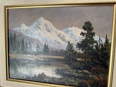 Original HEINIE HARTWIG Oil Painting „Early Spring by the Lake“ 9×12 Framed