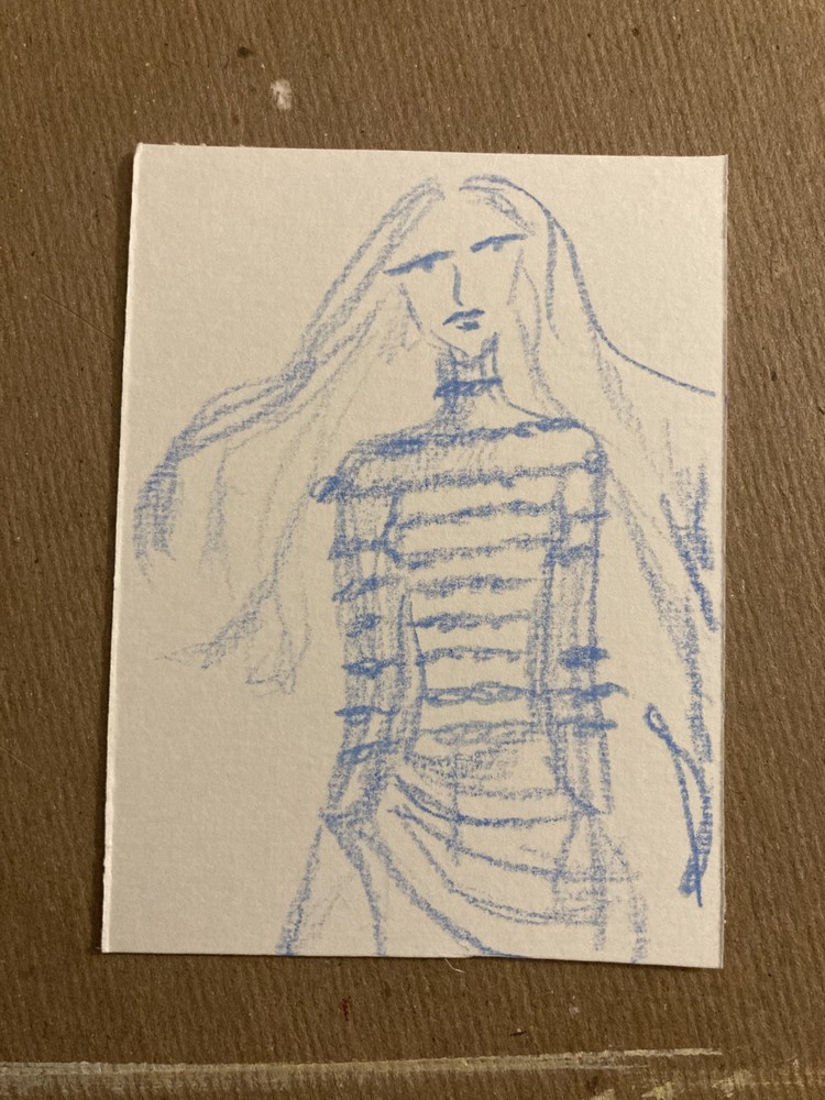 ACEO original art effortless model pose acrylic marker 2.5×3.5 by sydsfineart