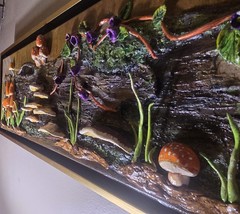 Original 3D Woodland Mushroom Wall Art Mixed Media Log Sculpture Signed…