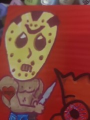 Original Painting Friday The 13th Thanksgiving Jason Vorhees Bart Simpson…