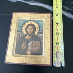 Collectable Byzantine Icon Hand Painted Jesus Christ Of Sinai on Gold Leaf