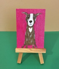 ACRO Original Acrylic painting 2.5 x 3.5. ~ Puppy Love