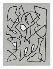 Abstract Acrylic Painting on Canvas Hard Edge Gray Black Mid Century Modern Art