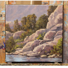 Jeff Love Art Original Oil Painting Phoenix Arizona Rocks Landscape Saguaro Lake