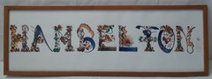 Hand Painted Signed by Artist and Framed Floral Letters Spells out Hambelton