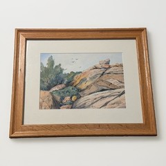 Vintage Painting Desert Landscape by Joyce Piggins Framed Signed Original Art
