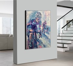 Dynamic Cycling Sport Painting on Canvas Modern Impressionist Biker Art Sports