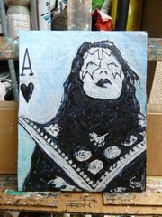 ONE AND ONLY ACE KISS Frehley original 8×10 card panel oil painting by Crowell