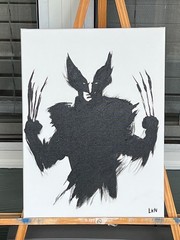 Laeknapes Monochromatic Wolverine Marvel Abstract Art 12X16 Canvas Expressionist