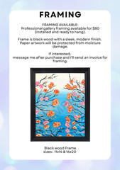 Original Watercolor Floral Painting on Paper Minimalist Botanical Flower Wall