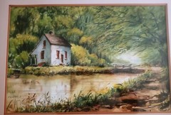 Edie Pyle Hopkins Listed Maryland Artist Original Watercolor Landscape Framed