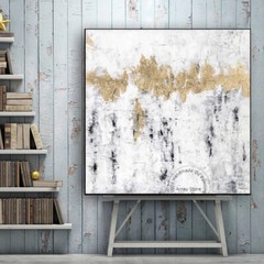 Abstract Minimalist Hand Painted Gold Leaf Oil Painting Canvas Painting Decor
