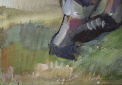 Pelech Original Signed Vintage Oil -American Football Athletes/Game Scene
