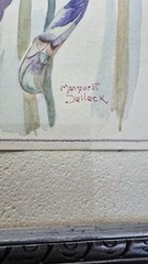 Original Watercolor Iris Painting Signed Margaret Selleck Framed Floral Art