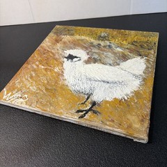 Original Painting Of Silkie Chicken 12”x 12” Acrylic Whimsical Art Textured