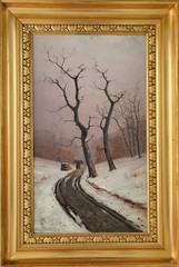 Oscar Herschend (1853-1891):”Gathering wood in a winter forest” (1885)