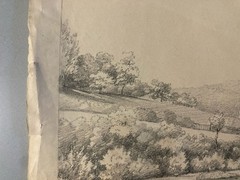 Large Drawing Xixth 1850 Pencil Landscape Shaft Forest Antique to Identify Sheet