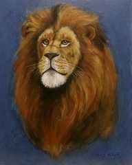 Original Painting Lion Portrait 8×10 Animal Wildlife Big Cat Modern Wall Art