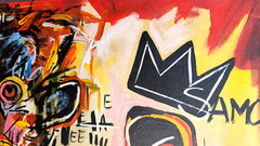 JEAN MICHEL BASQUIAT 28×20 in. Painting on canvas (Untitled) signed & stamped