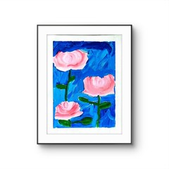 Pink Water Lotus Contemporary Acrylic Expressionist Original 9×12 Painting