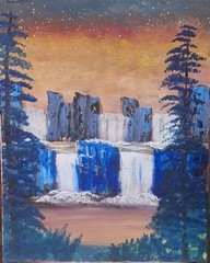 Ice Falls, Acrylic Painting – 16×20 Hand Painted Artwork on Canvas