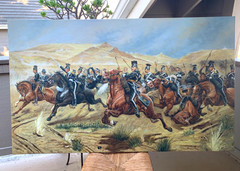 Huge 5 x 3 feet Oil Painting „The Charge of The Light Brigade“ in Crimean war