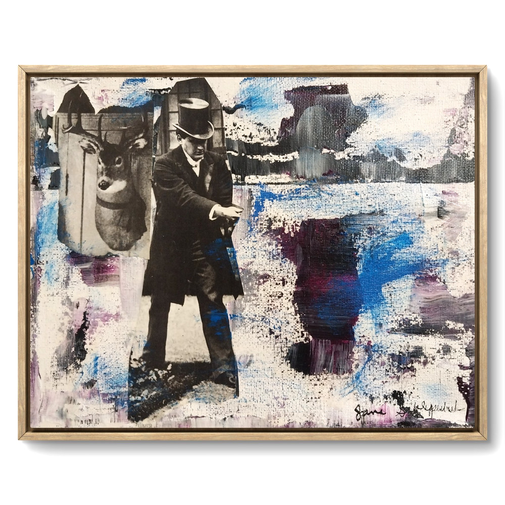 Modern Expressionistic Vintage Hat Man 8×10 Original Wall Art Canvas Mixed Media