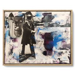 Modern Expressionistic Vintage Hat Man 8×10 Original Wall Art Canvas Mixed Media