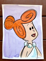 Original Wilma 1 Painting By Alannah Dyer- Acrylic 9×12 in. Flintstones TV Show