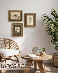InSimSea Vintage Gold Framed Wall Art, Bird with Flower Branch Oil Painting C…